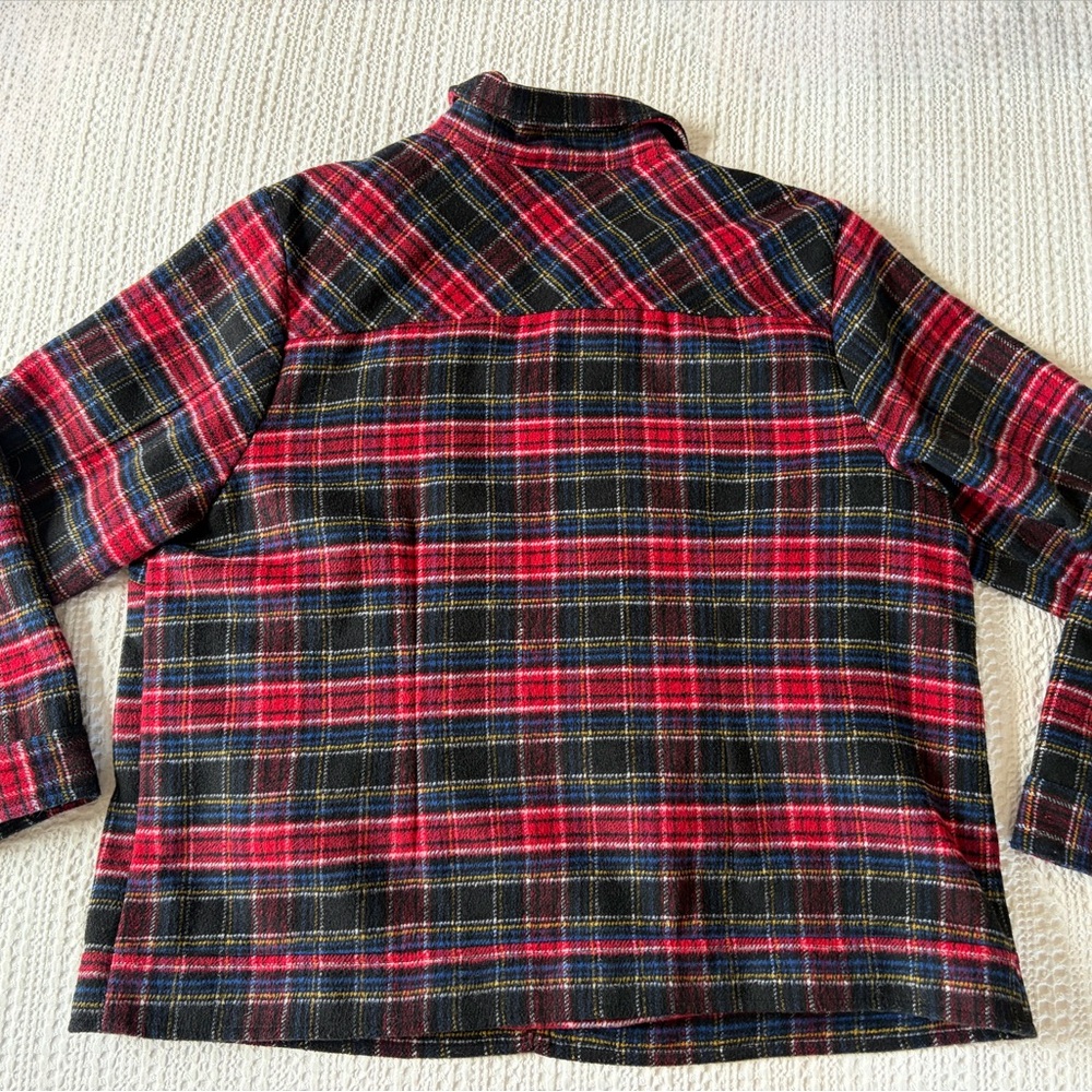 CJ Banks Red and Black Plaid Shirt Jacket - Picture 4 of 5